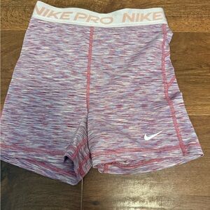 Nike Pro Heathered Pink and White Shorts